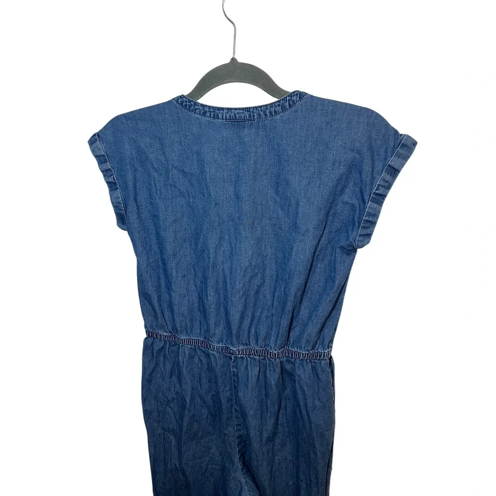 Cat & Jack Jumpsuit Denim Button Front Elastic Waist Casual Blue Girls L 10/12